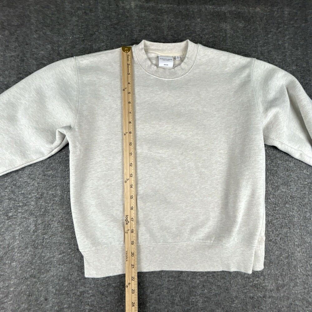 Aritzia Fleece Perfect Crew Sweatshirt Women's XS Cozy Fleece Ivory White Lounge - Picture 8 of 9